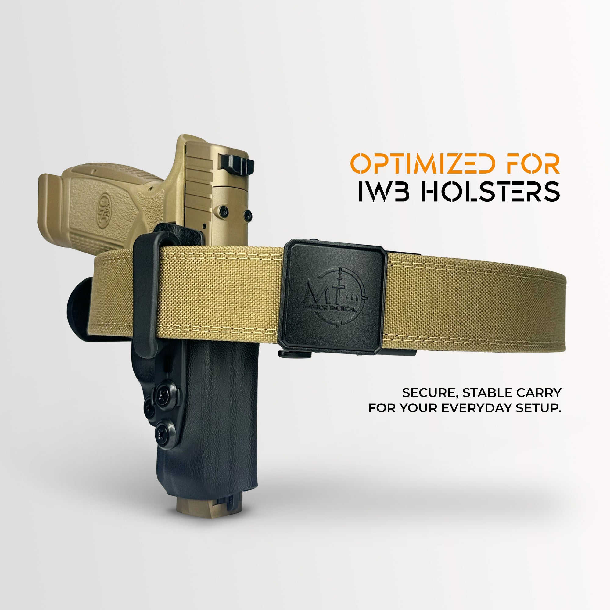 Tactical Gun Belt with Ratcheting Buckle – 1.5" Reinforced EDC Belt for IWB, OWB, Range, and Duty