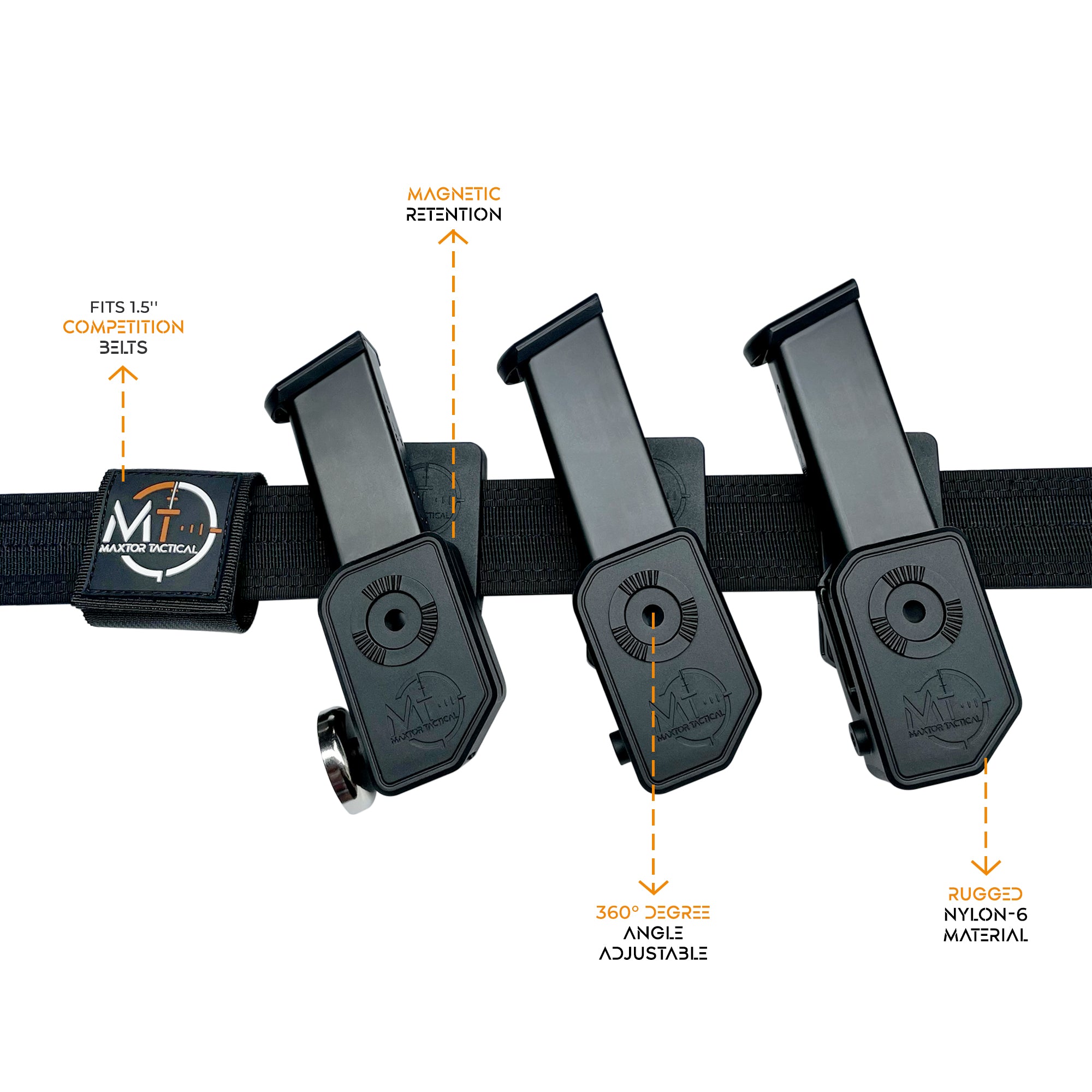 Combo 1 : Ultimate Competition Belt + 1 Universal Magnet + 3 Black Rapid Draw Competition Mag Pouch