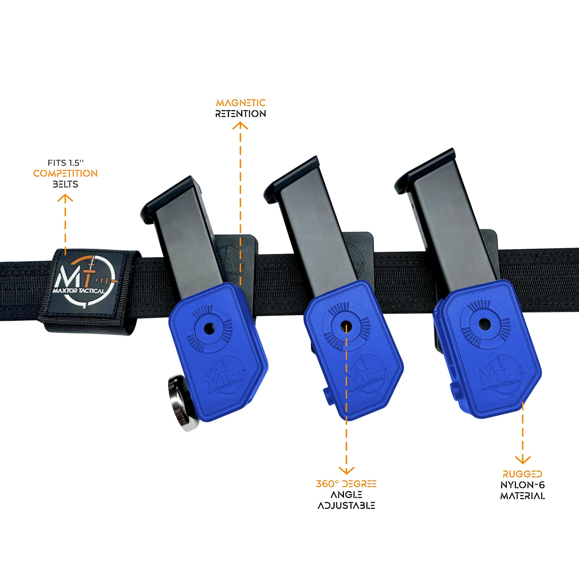 Combo 1 : Ultimate Competition Belt + 1 Universal Magnet + 3 Black Rapid Draw Competition Mag Pouch